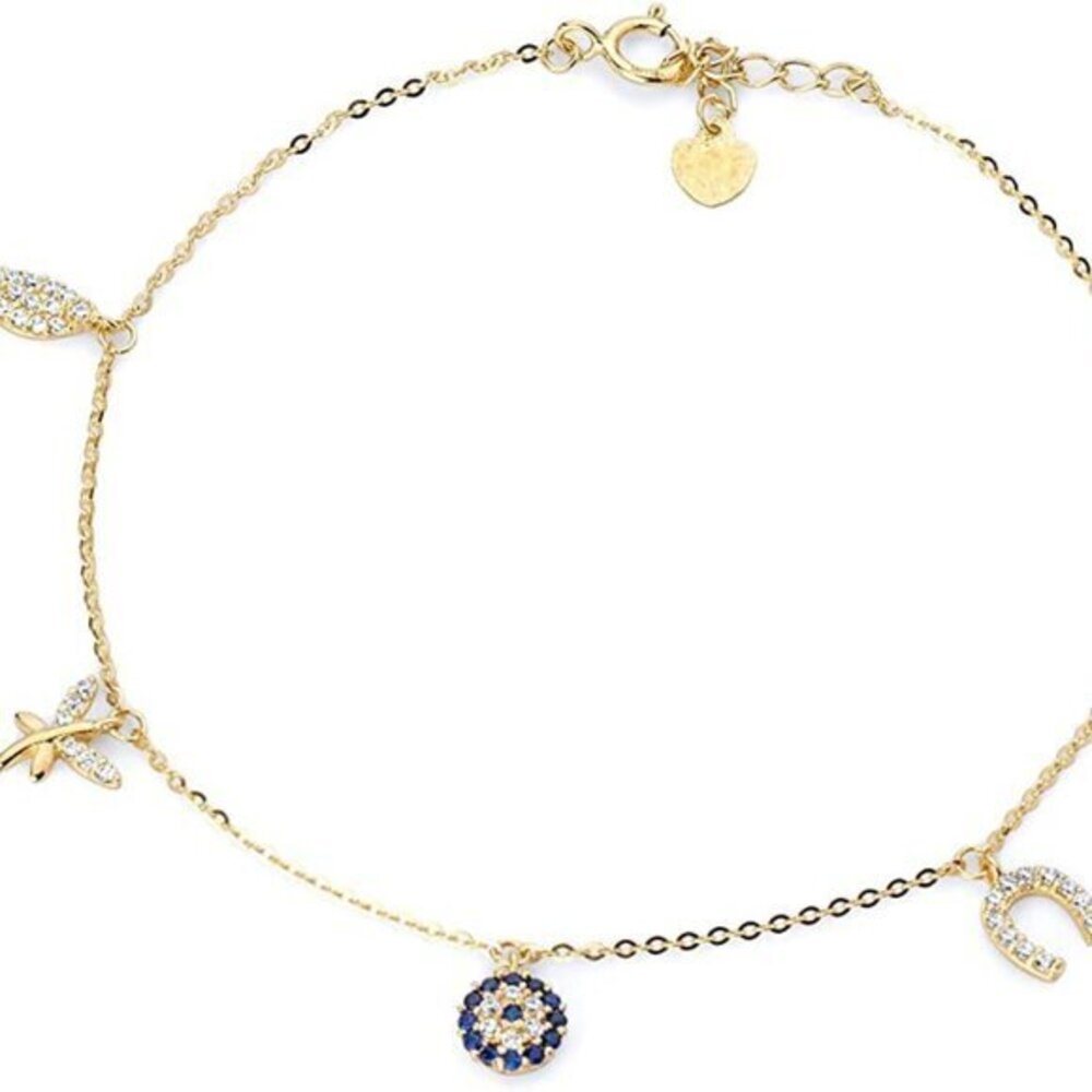 14k Yellow Gold Dangling CZ Light Chain Bracelet